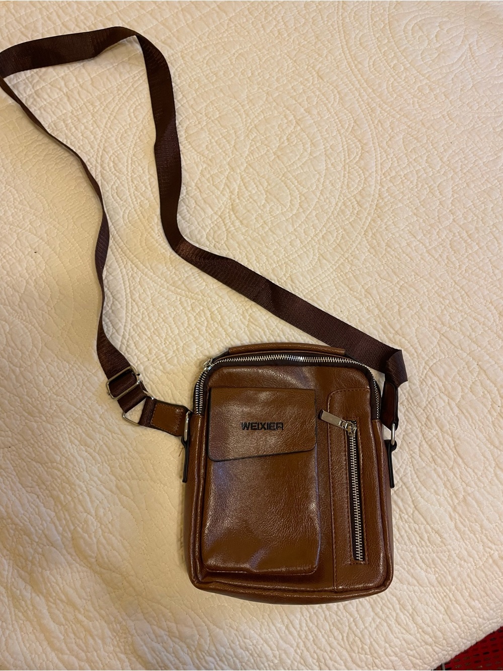 WEXIER Brown Leather Crossbody Messenger Bag for Women